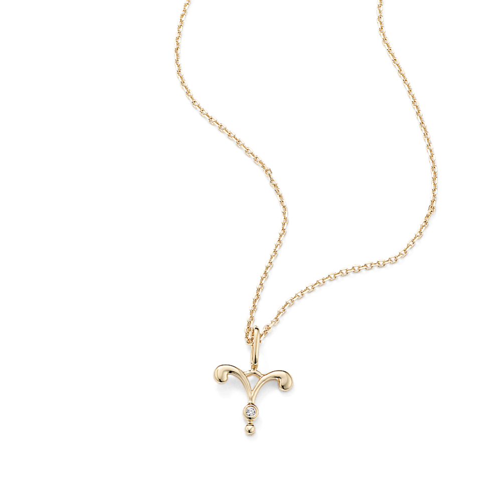 Aries Sign Diamond Pendant