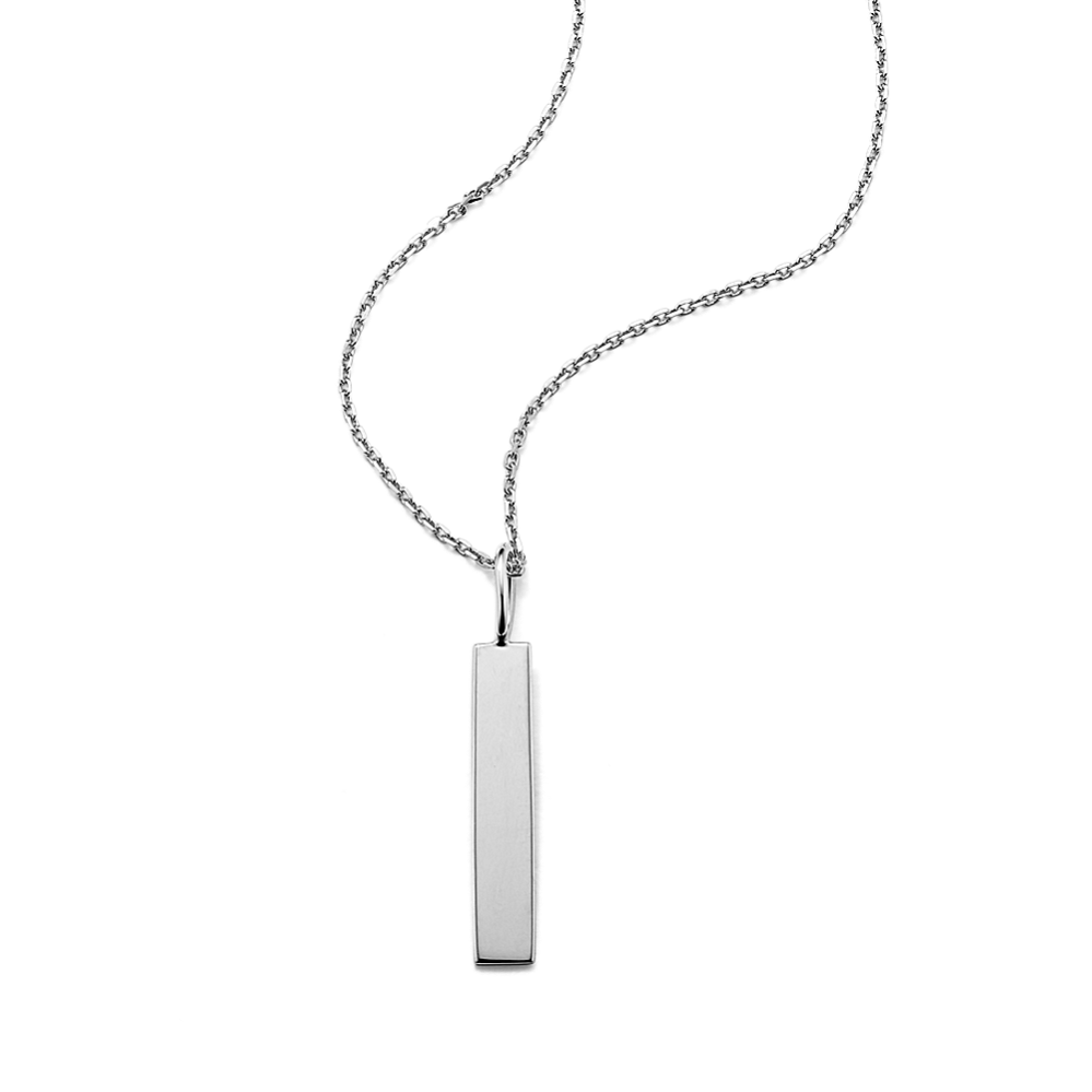 14K White Gold Petite Vertical Bar Necklace