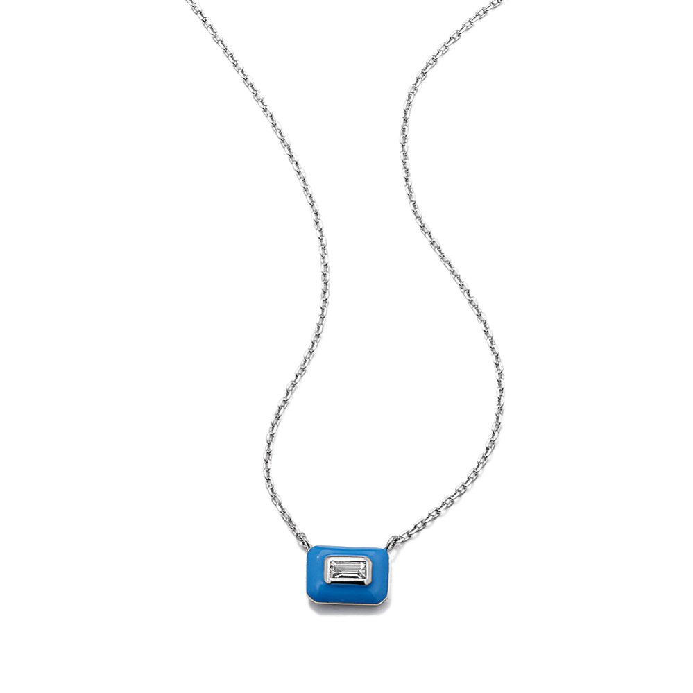 Baguette Sapphire & Blue Enamel Pendant