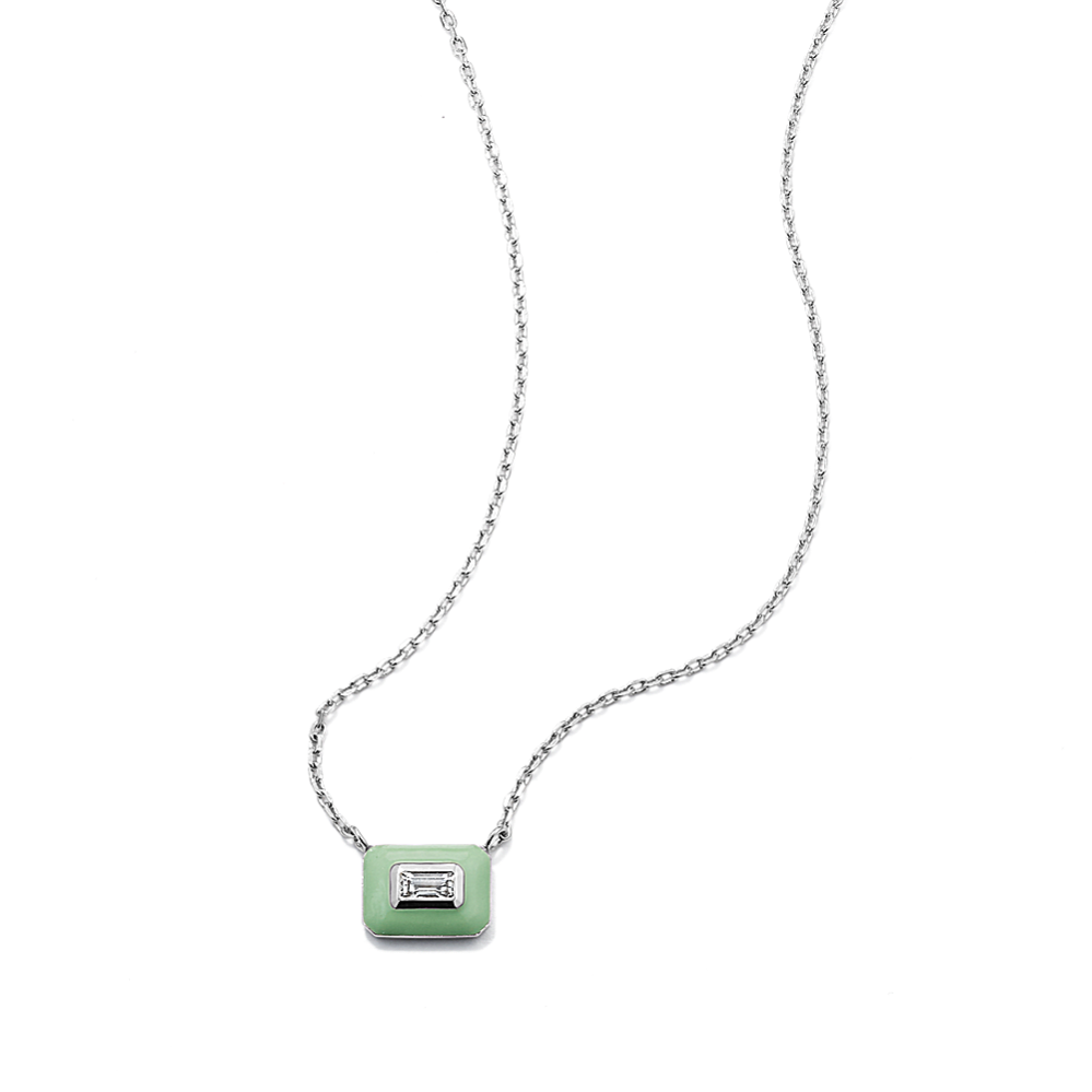 Baguette Sapphire & Green Enamel Pendant
