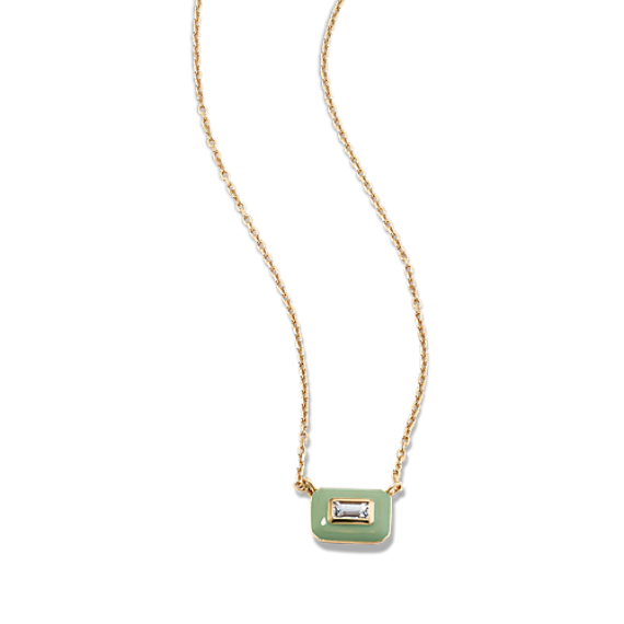 Baguette Sapphire & Green Enamel Pendant