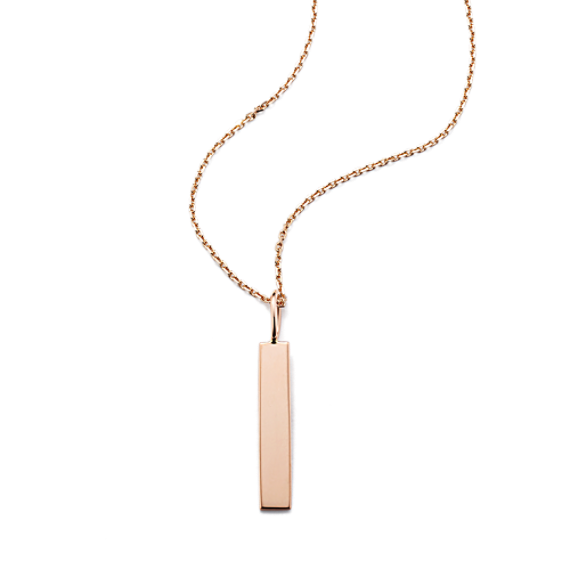 14K Rose Gold Petite Vertical Bar Necklace
