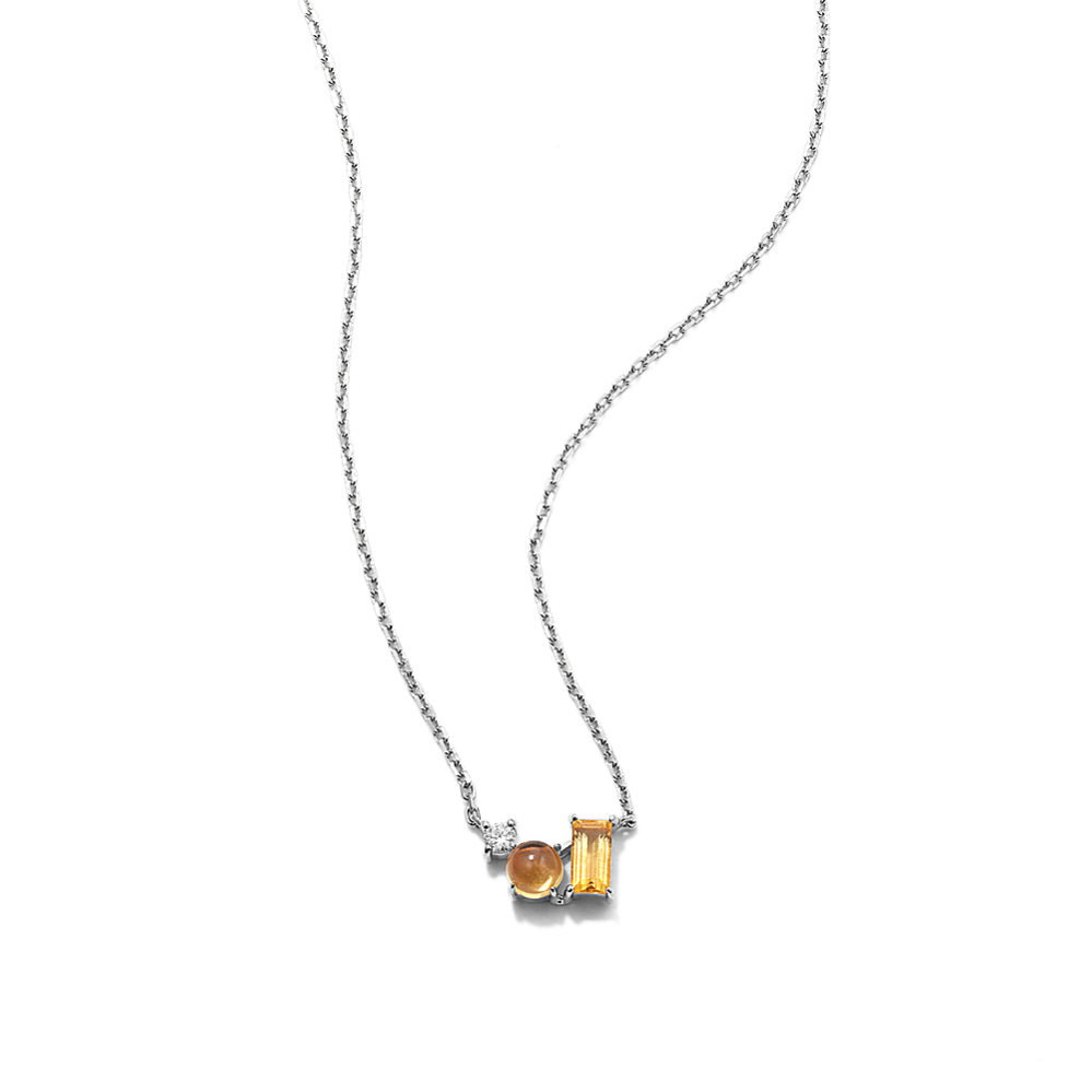 Diamond & Citrine Cluster Necklace
