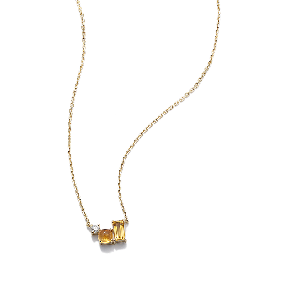 Diamond & Citrine Cluster Necklace