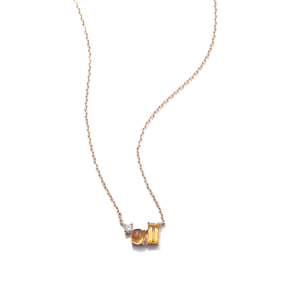 Diamond & Citrine Cluster Necklace