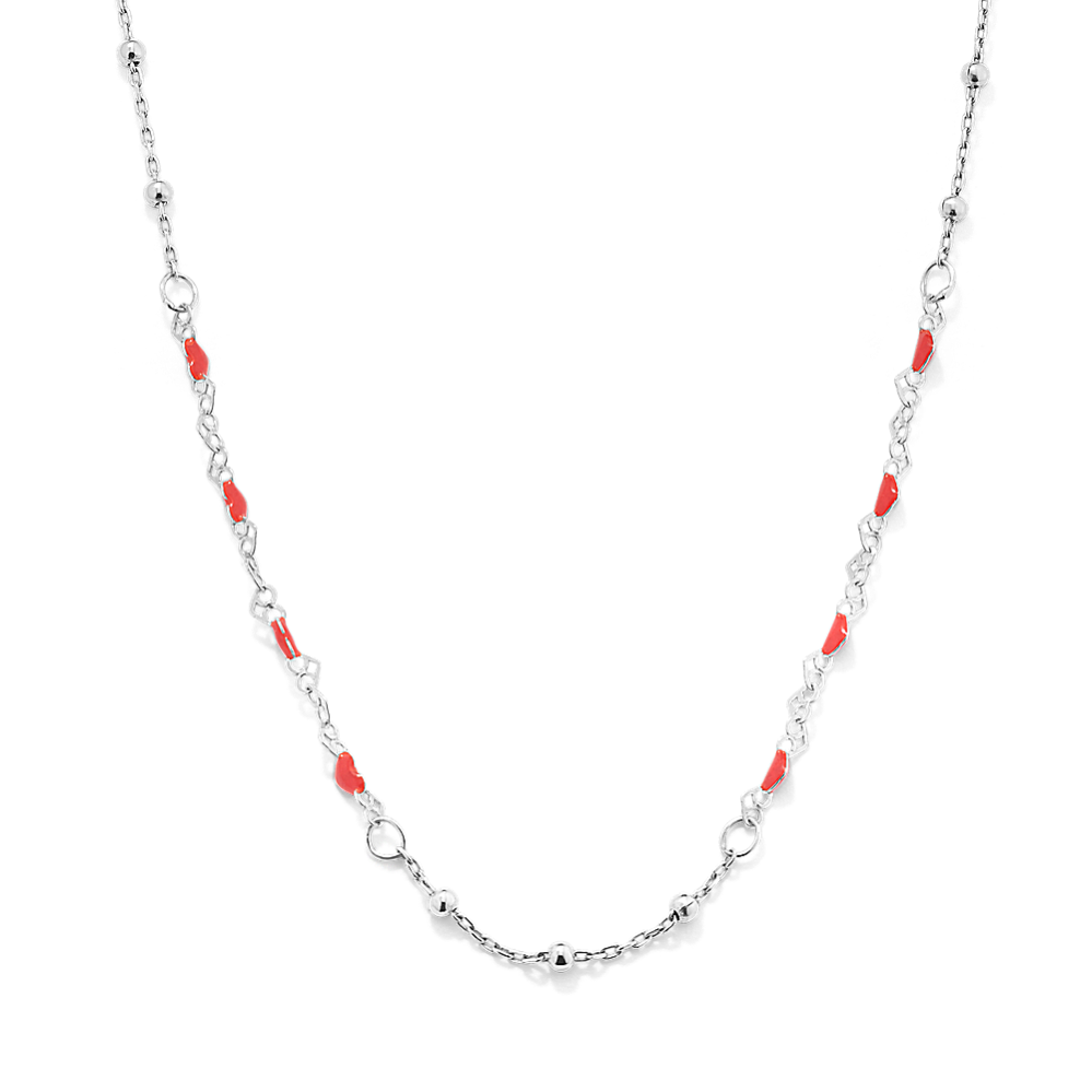 Queen-of-Hearts Red Enamel & Sterling Silver Chain