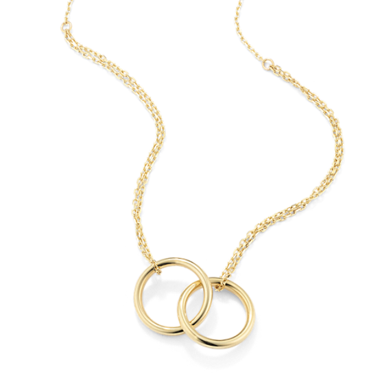 14K Yellow Gold Interlocking Circles Necklace