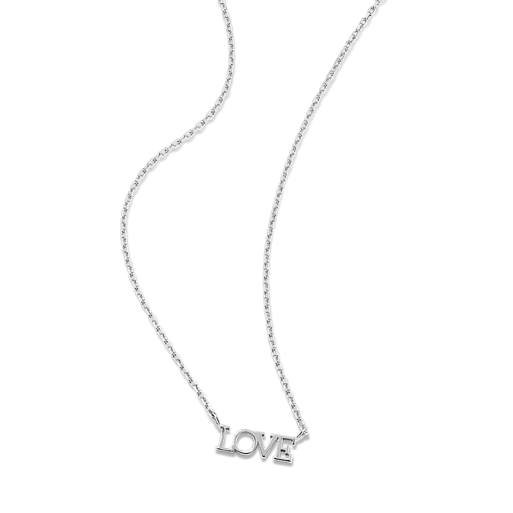 14K White Gold Love Necklace