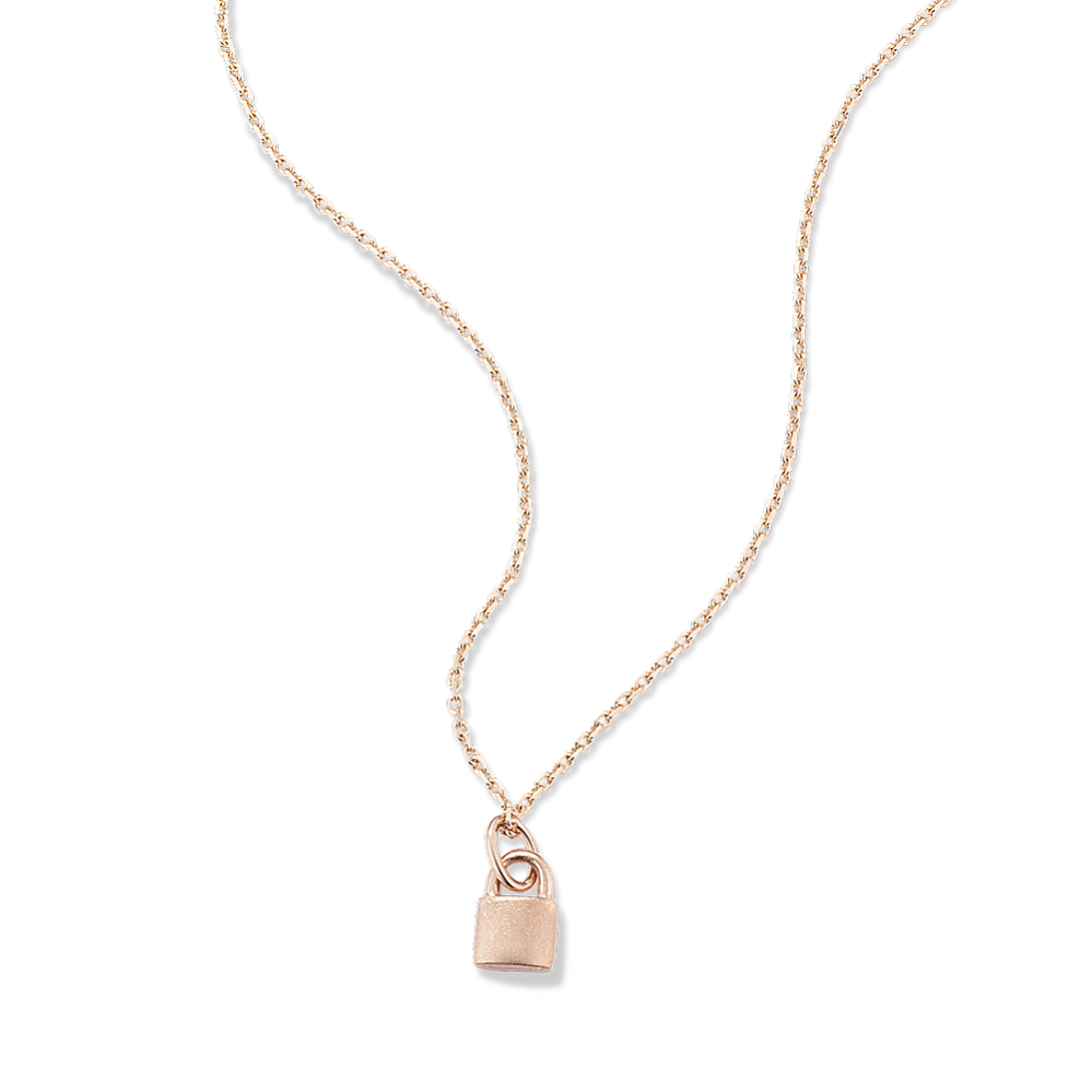 14K Rose Gold Padlock Pendant