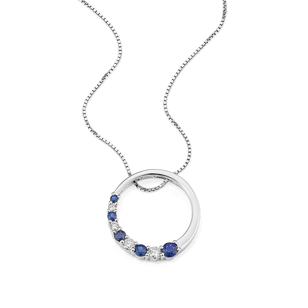 Sapphire & Diamond Circle Pendant