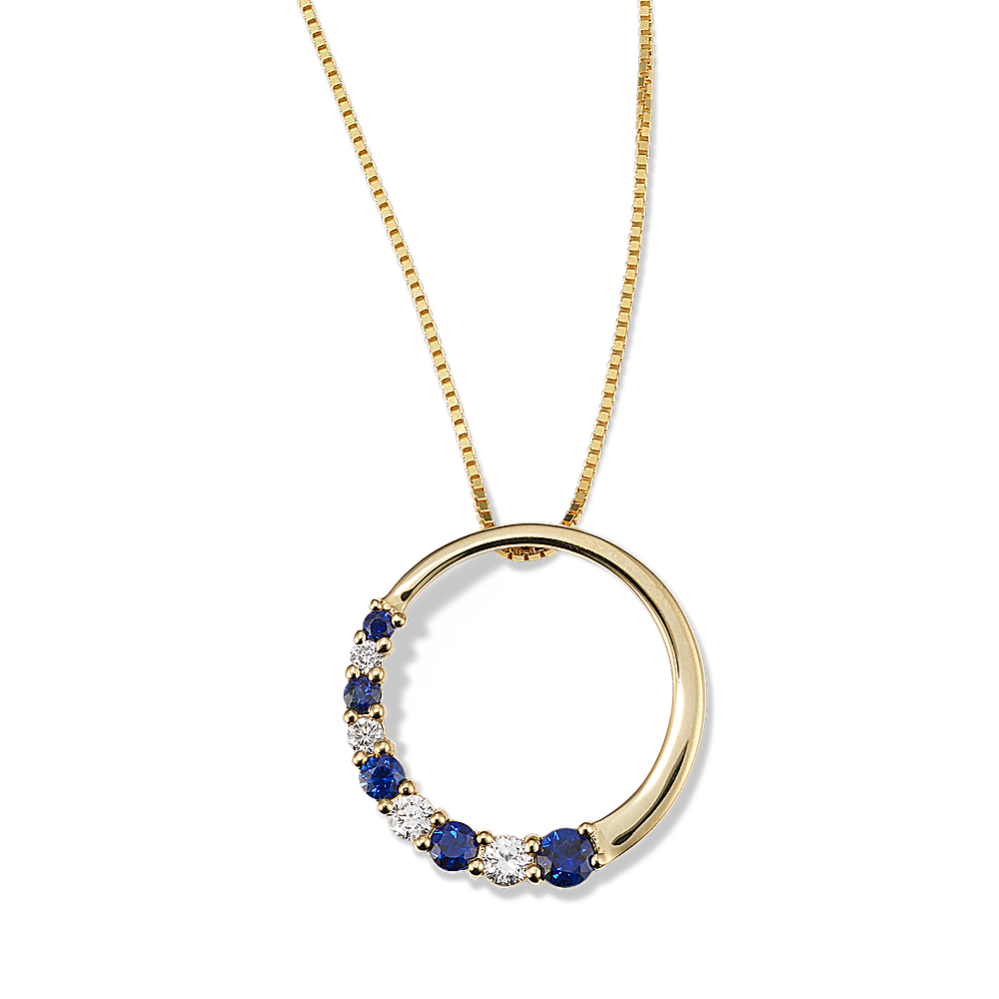Sapphire & Diamond Circle Pendant