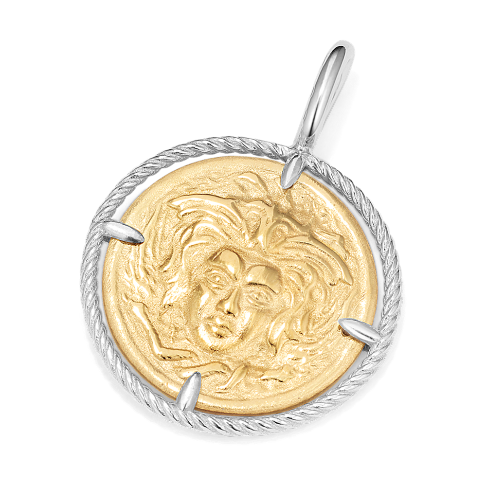 Medusa Coin Charm in Vermeil 14K Gold