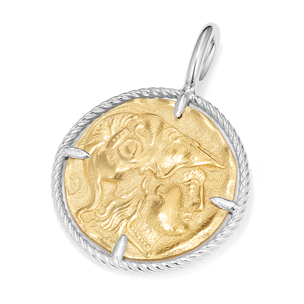 Goddess Athena Coin Charm in Vermeil 14K Gold