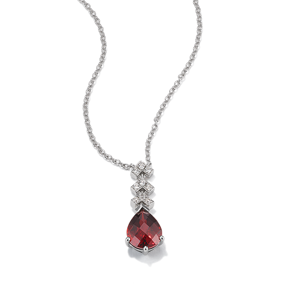 Gumdrop Garnet & White Sapphire Pendant