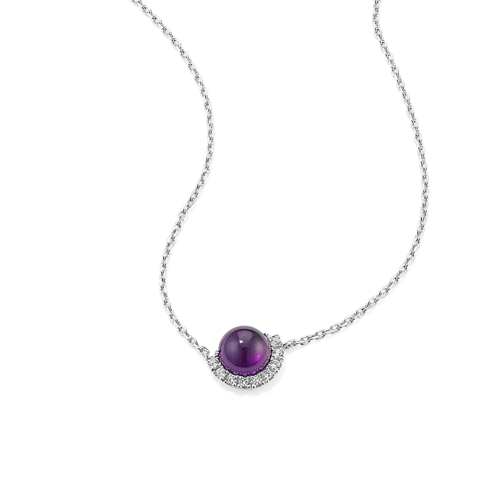Amethyst & White Sapphire Half Halo Necklace