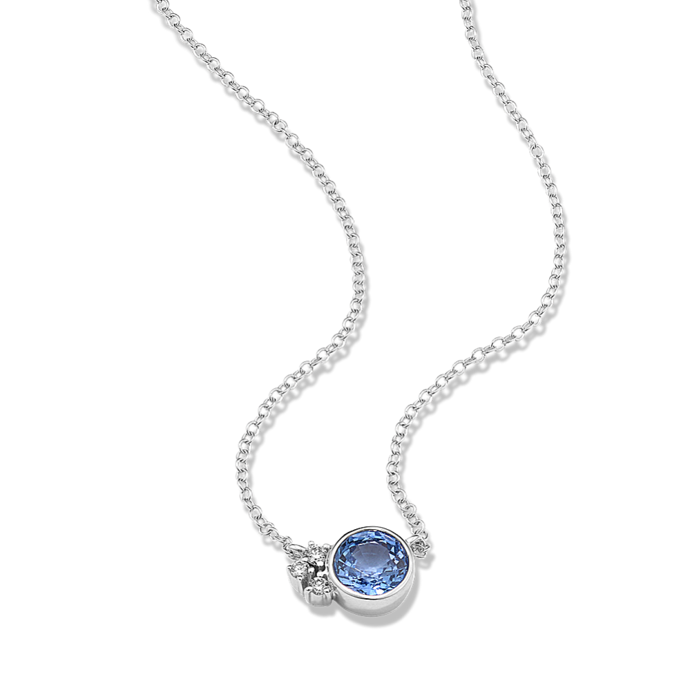 Bezel-Set Sapphire & Diamond Cluster Necklace