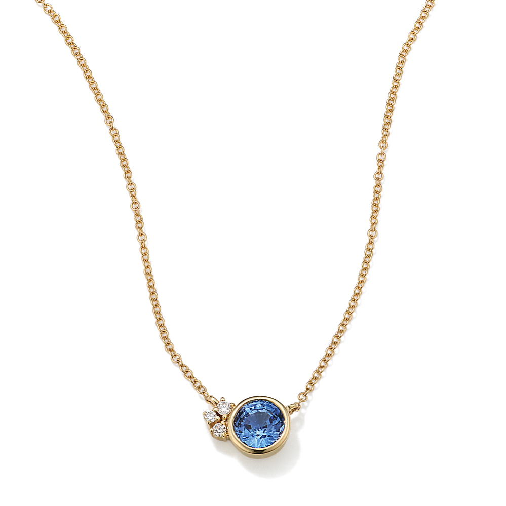Bezel-Set Sapphire & Diamond Cluster Necklace