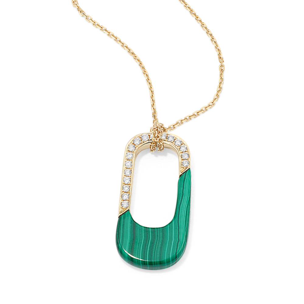 Luxe Link Malachite & Diamond Pendant