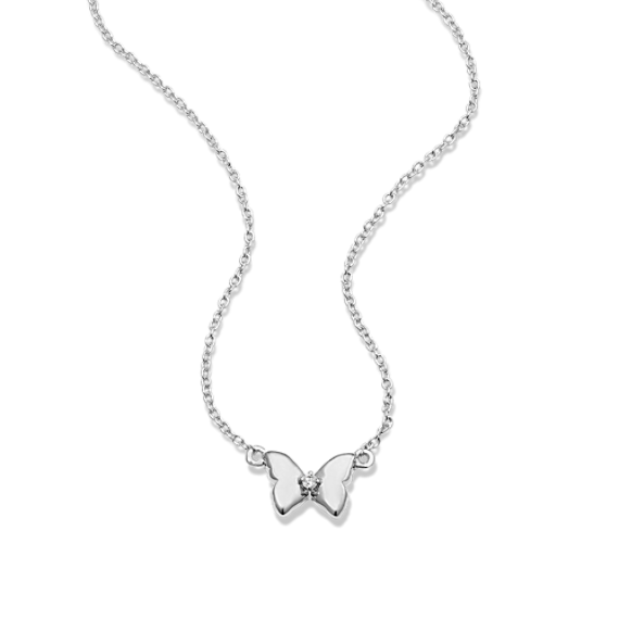 Butterfly Diamond Pendant in Sterling Silver