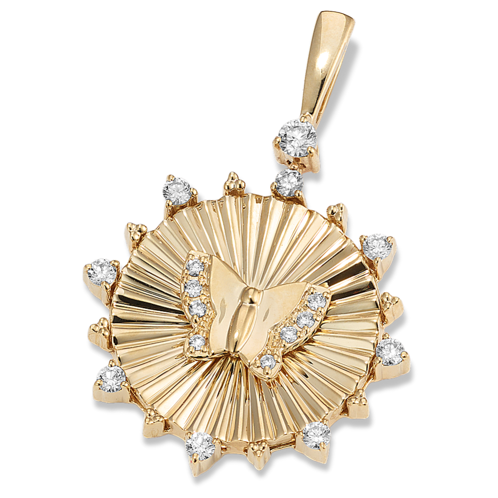 Ornate Diamond Accent Butterfly Charm