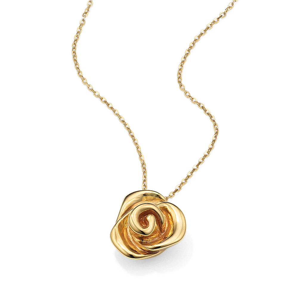 14K Yellow Gold Rose Pendant