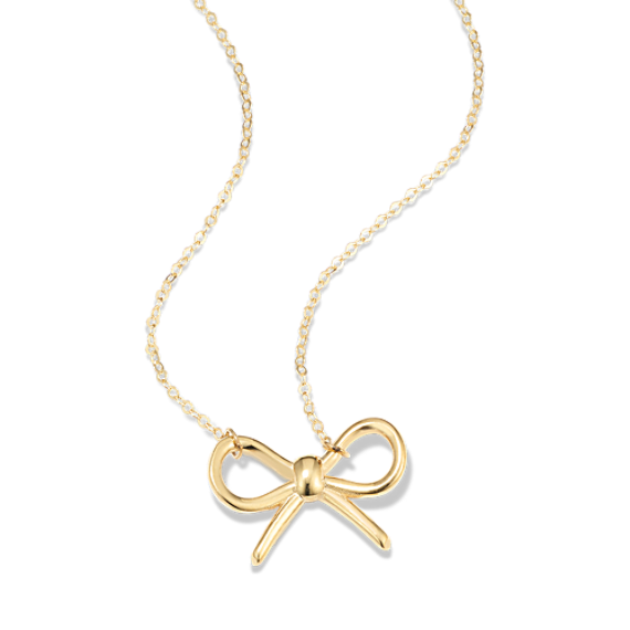 14K Yellow Gold Bow Necklace