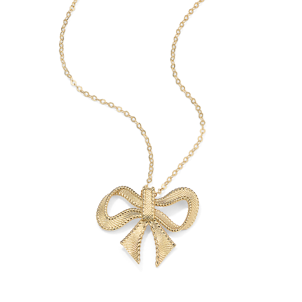 14K Yellow Gold Bow Pendant