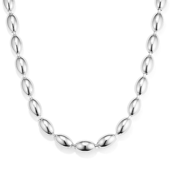 Sterling Silver Oval Bead Necklace