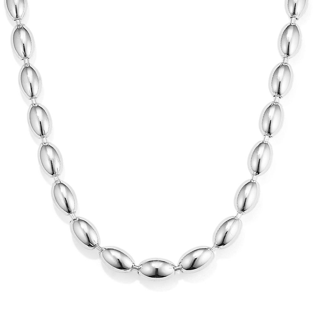 Sterling Silver Oval Bead Necklace
