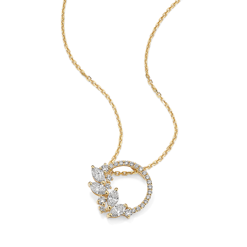 Leaflet Diamond Circle Pendant
