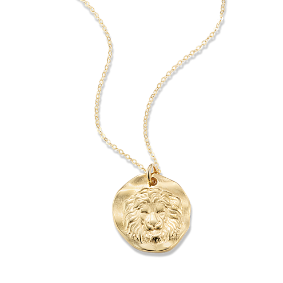 Lion 14K Yellow Gold Coin Pendant