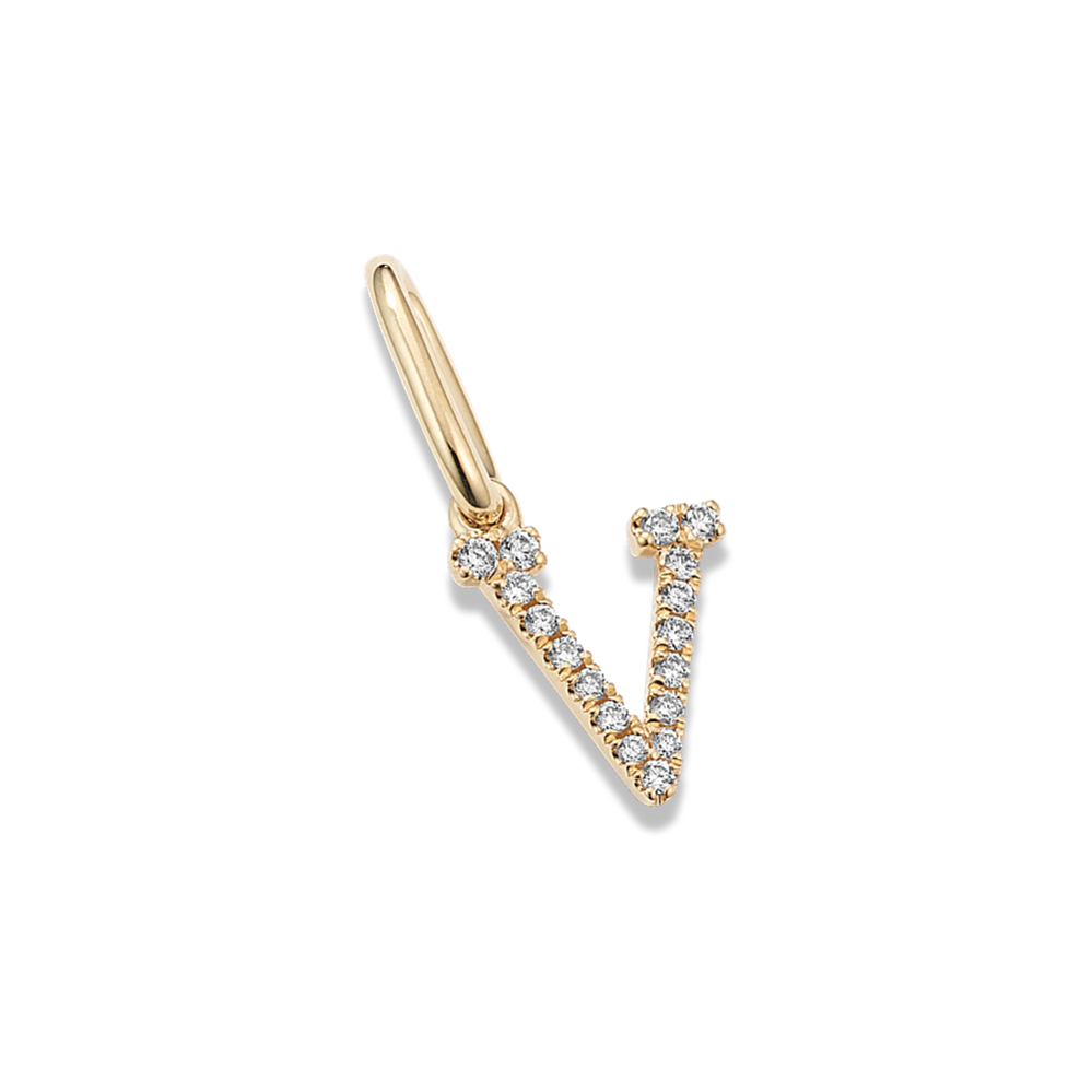Diamond Pave Letter V Charm