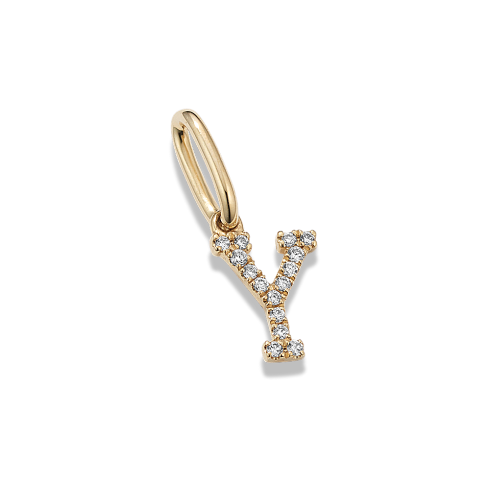 Diamond Pave Letter Y Charm