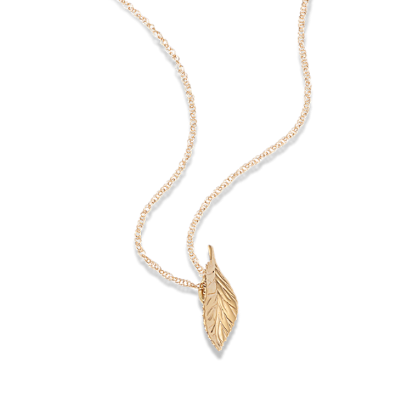 14K Yellow Gold Leaf Pendant