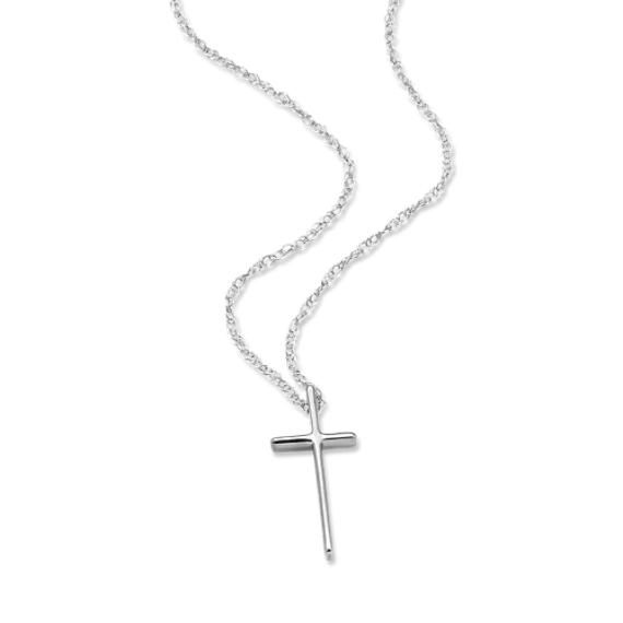 Slim 14K White Gold Cross Pendant