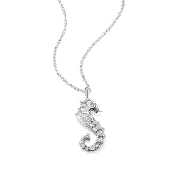 14K White Gold Seahorse Pendant