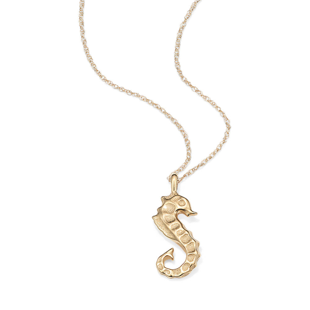 14K Yellow Gold Seahorse Pendant