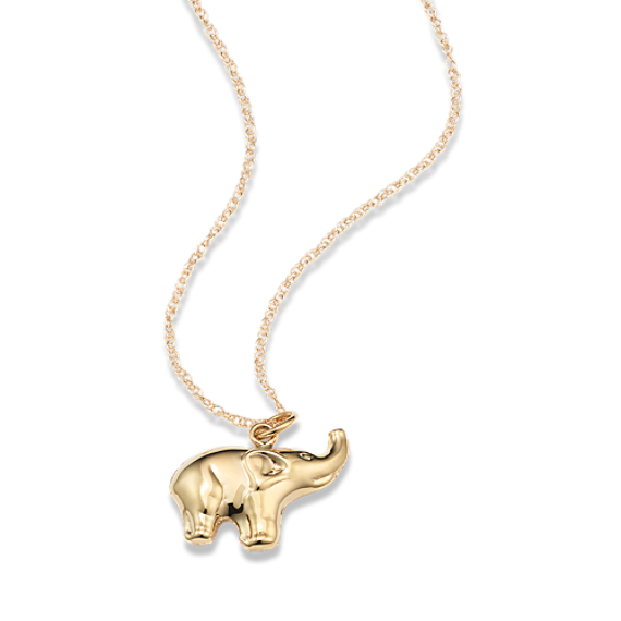 14K Yellow Gold Elephant Pendant