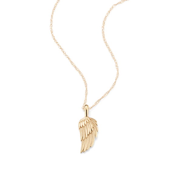 14K Yellow Gold Angel Wing Pendant