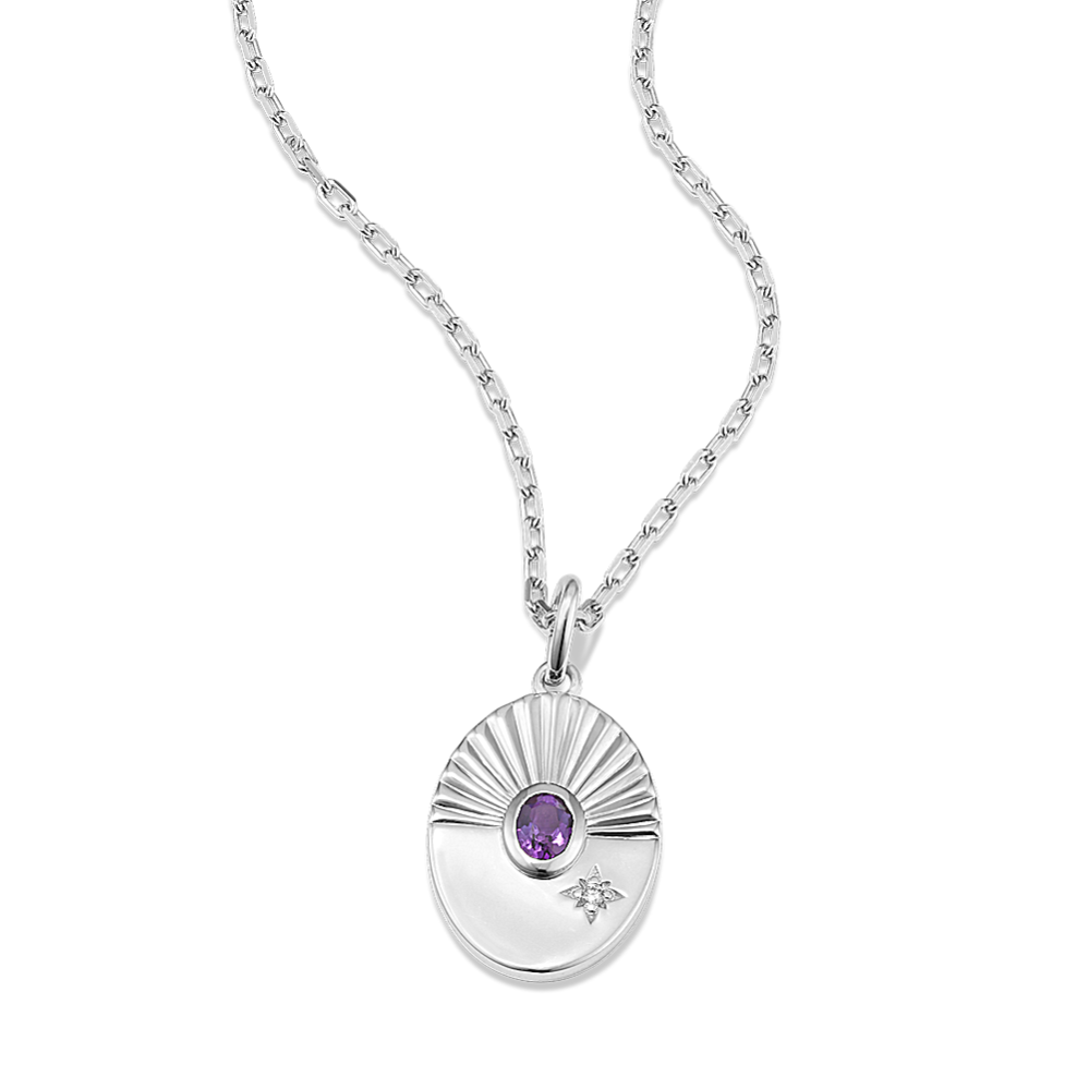 Wish Amethyst & Diamond Pendant - Sterling Silver