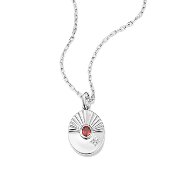 Wish Garnet & Diamond Pendant - Sterling Silver