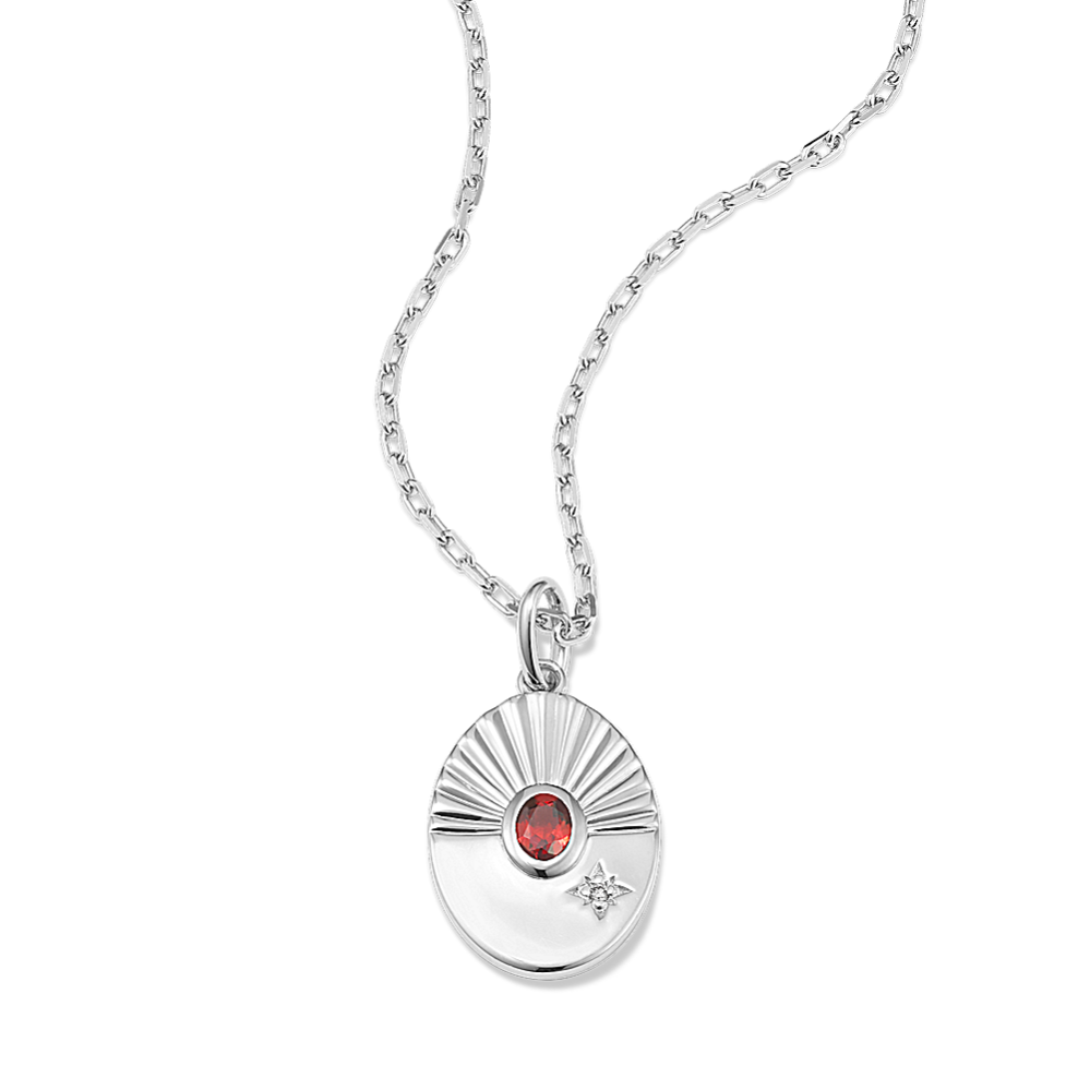 Wish Garnet & Diamond Pendant - Sterling Silver