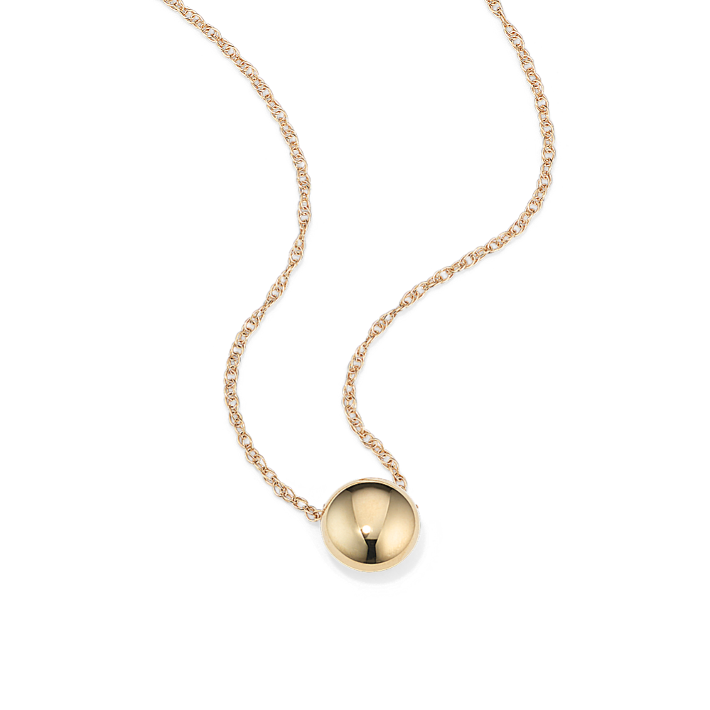 14K Yellow Gold Half Ball Necklace