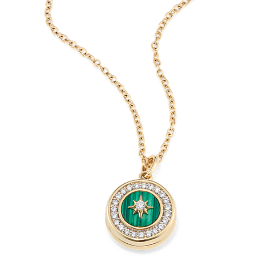 North Star Malachite & Diamond Locket