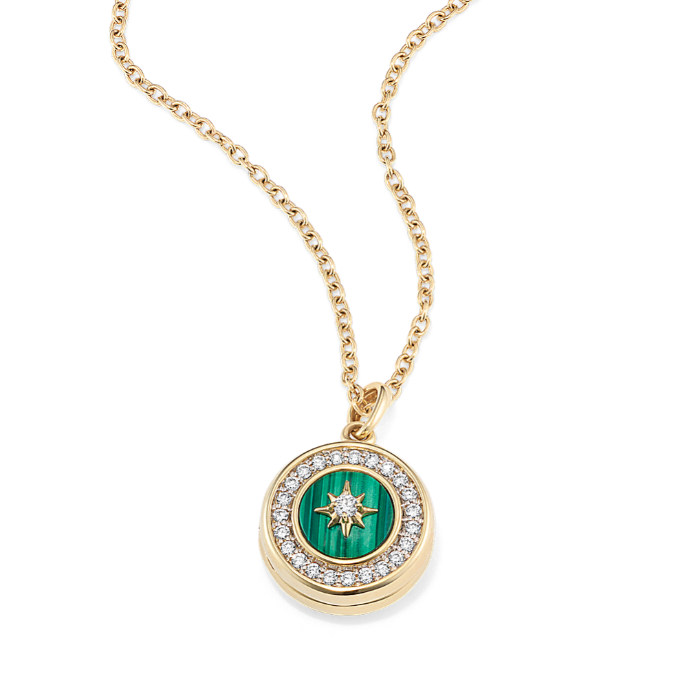 North Star Malachite & Diamond Locket