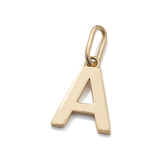 14K Yellow Gold Letter A Charm