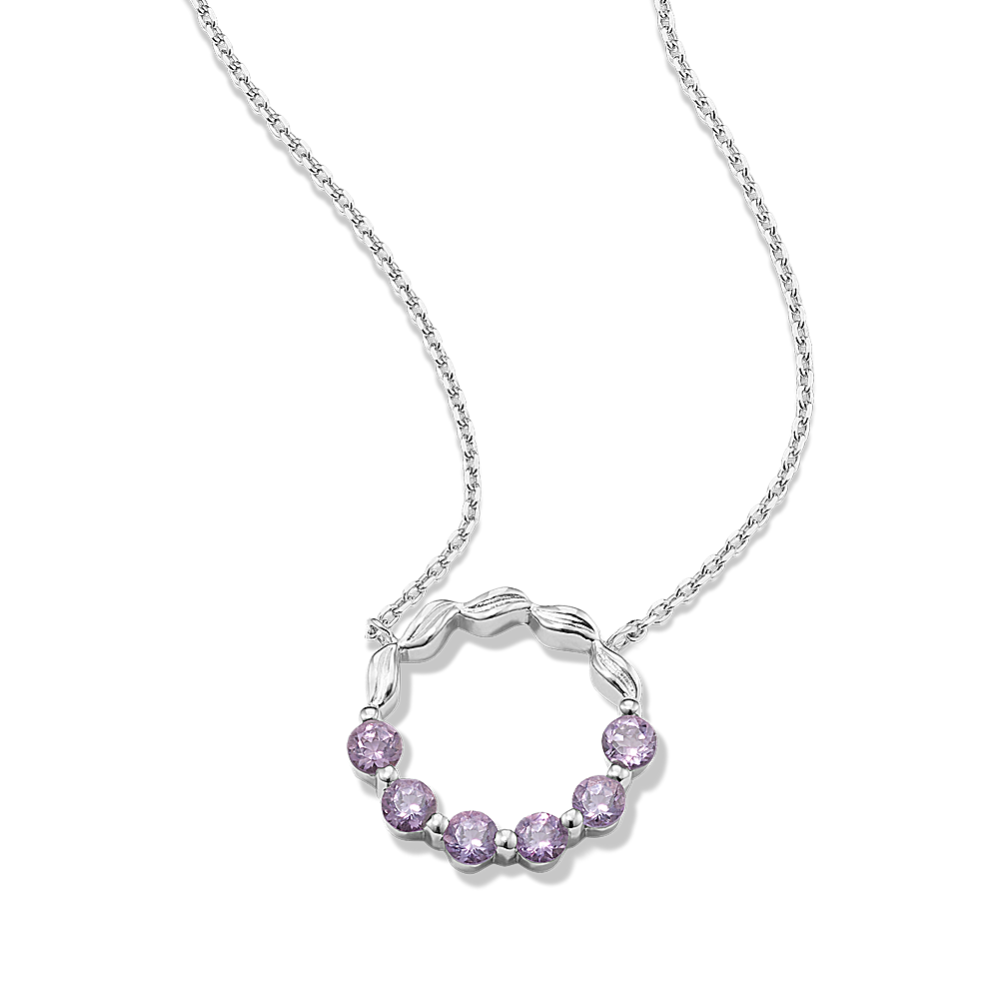 Sterling Silver Garnet and Amethyst Circle Pendant