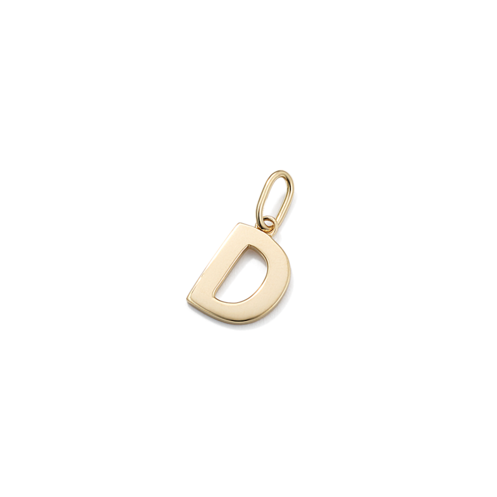 14K Yellow Gold Letter D Charm