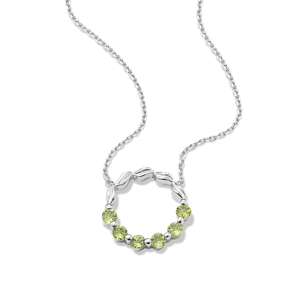 Peridot Circle Pendant in Sterling Silver