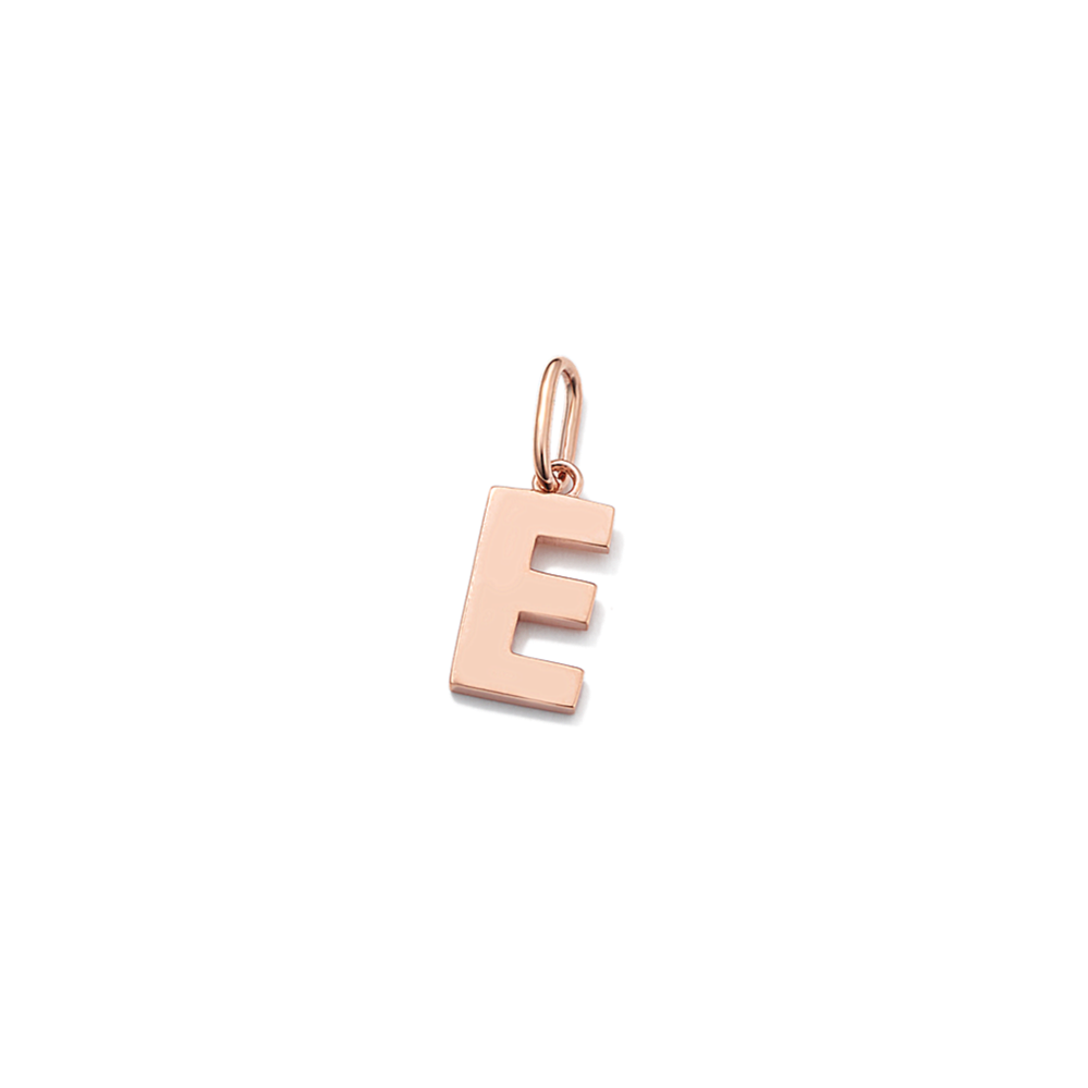 14K Rose Gold Letter E Charm